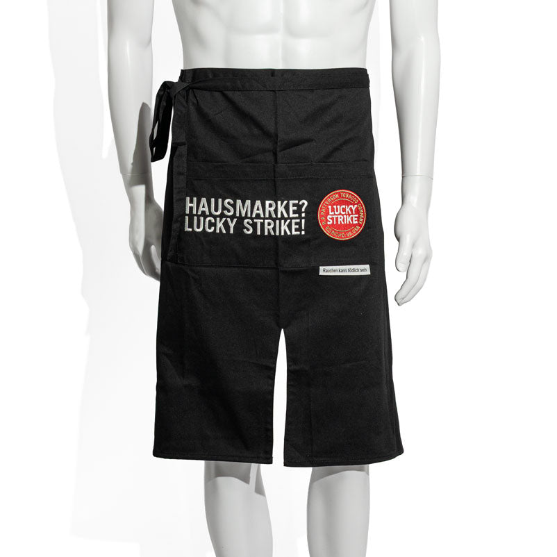 Lucky Strike Schürze Barschürze Bistroschürze kurz Kellner Schwarz Logo Groß