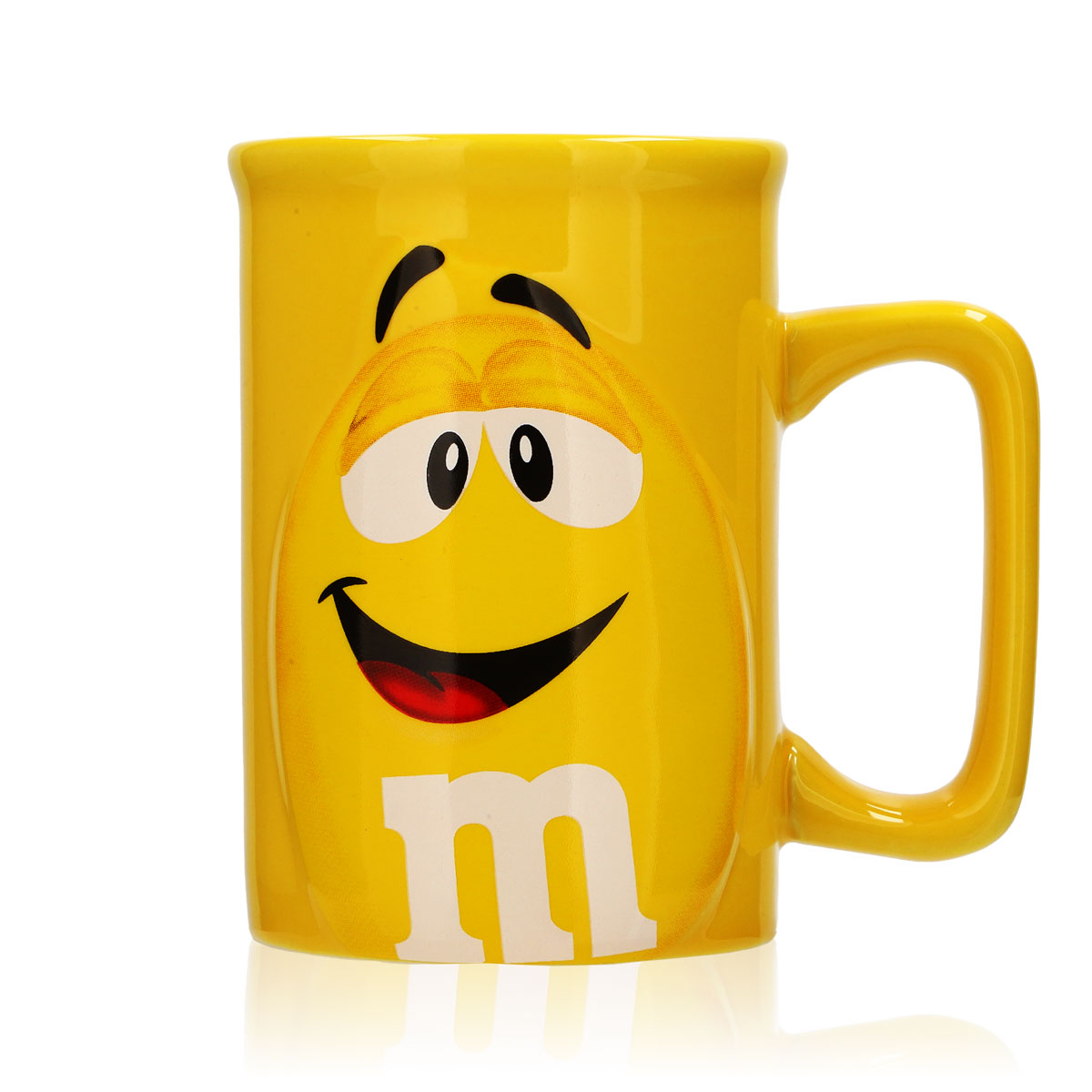 M&M Süßigkeiten Milchbecher Reliefbecher Glas Kinder 0,3l Tasse Gelb