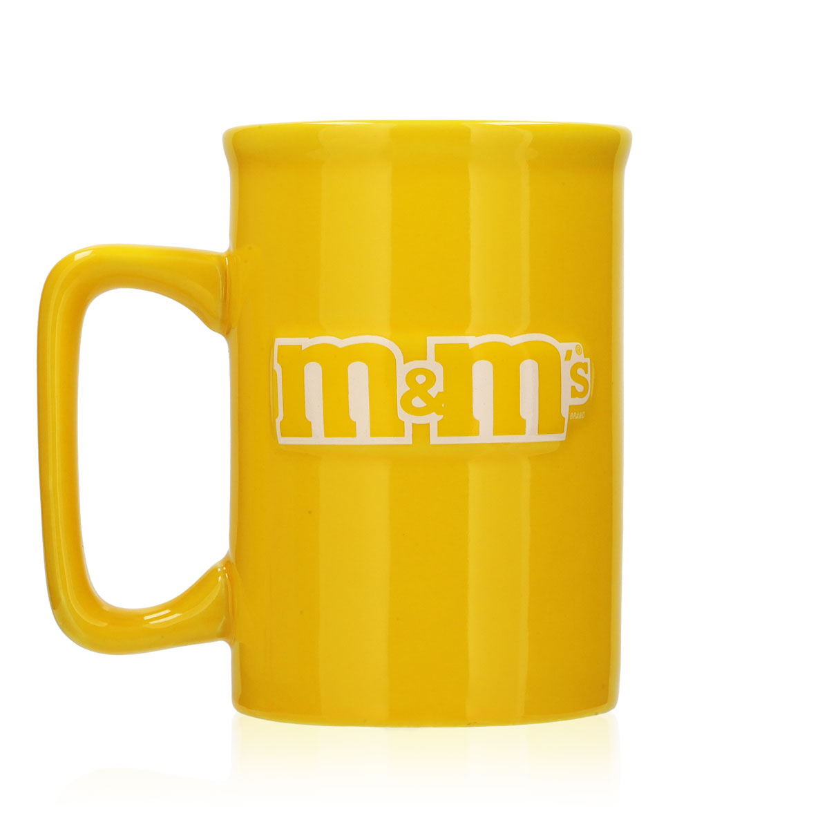 M&M Süßigkeiten Milchbecher Reliefbecher Glas Kinder 0,3l Tasse Gelb – Ansicht 3
