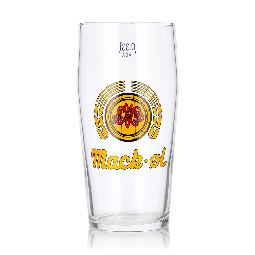 Mack Bier Glas 0,33l Willi Becher gelbes Logo Longdrink VCA Bierglas Willibecher