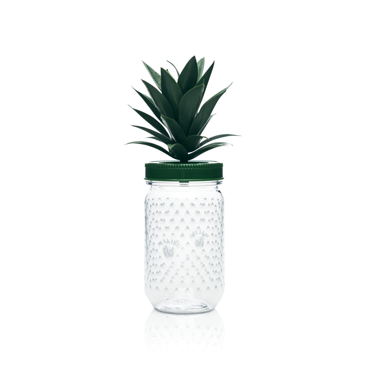 6x Malibu Likör Glas 0,4l Plastik Ananas Gläser mit Deckel Palme Becher Mehrweg – Ansicht 3