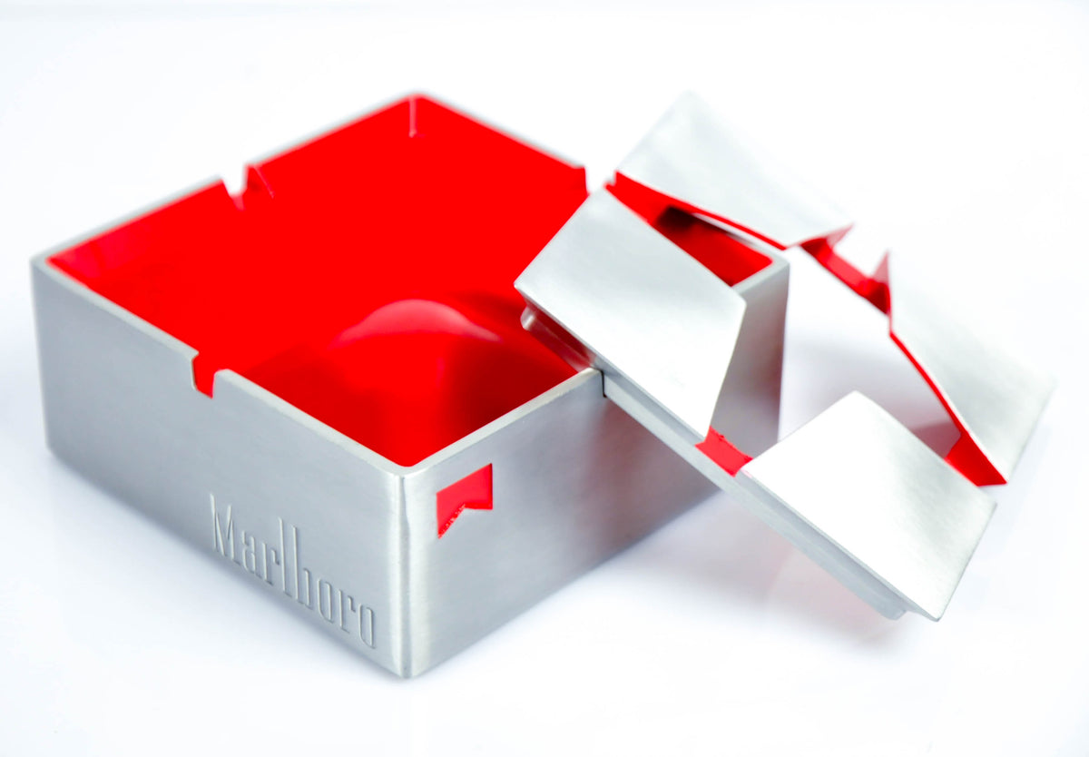 Marlboro Zigaretten Design Voll-Edelstahl Stern Aschenbecher massiv – Ansicht 2