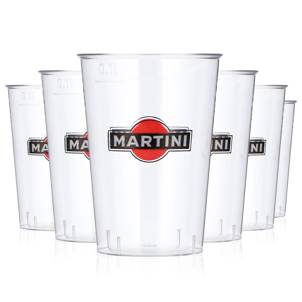 Martini Likör Glas 40er Stange 0,1l rotes Logo Kunststoff Einwegbecher Kölsch