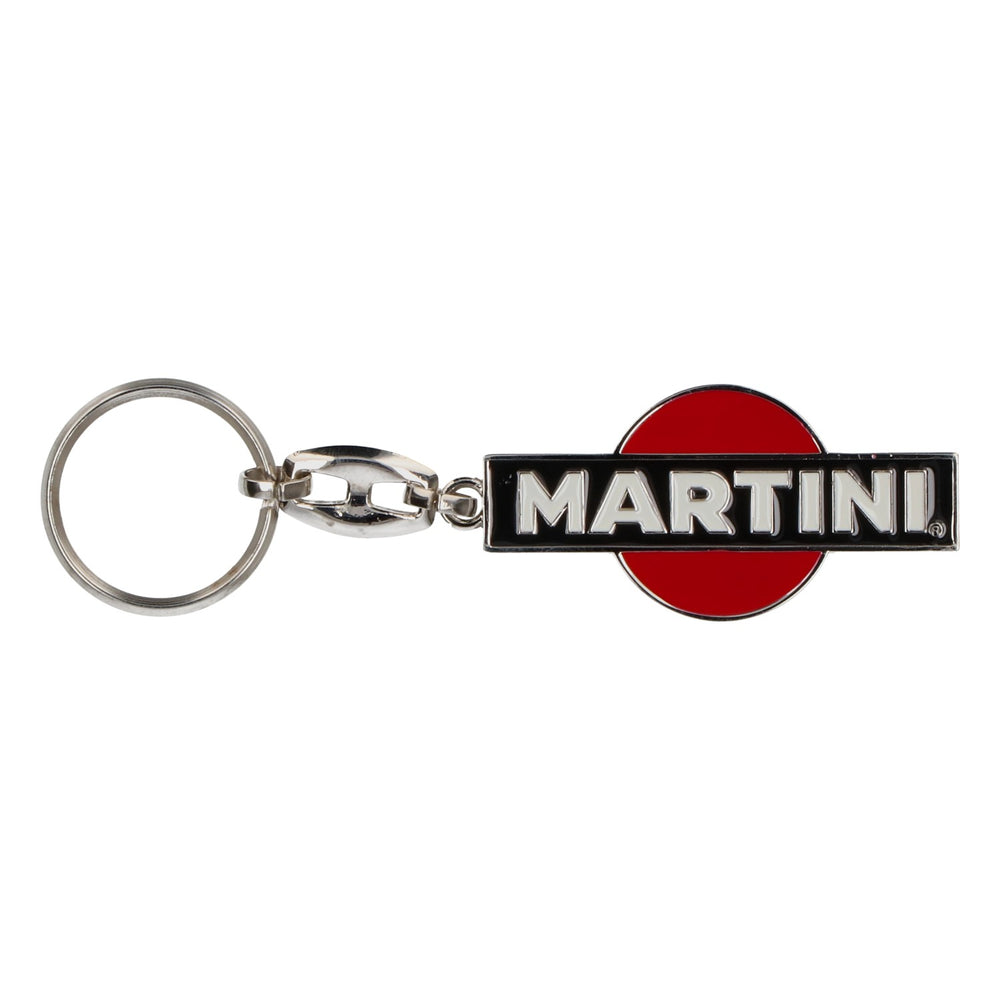 Martini Wermut Schlüsselanhänger Metall Schwarz-Rot Weißer Schriftzug