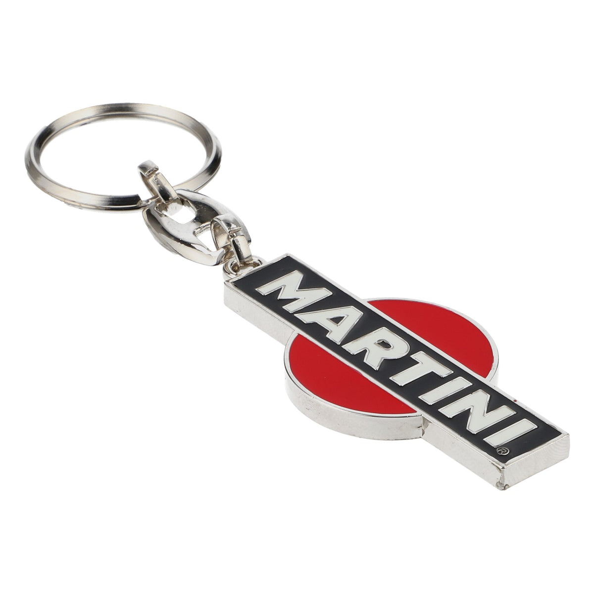 Martini Wermut Schlüsselanhänger Metall Schwarz-Rot Weißer Schriftzug – Ansicht 2