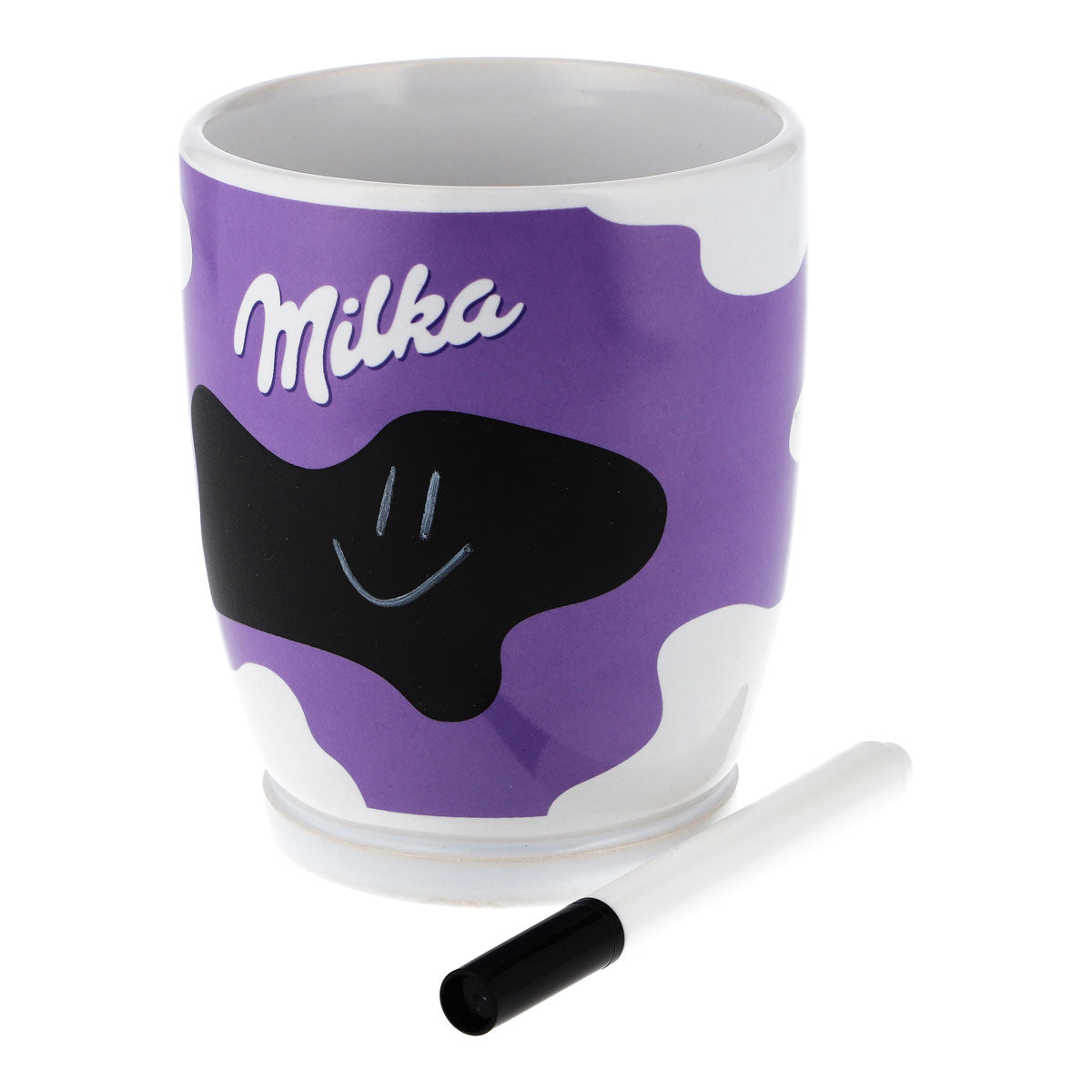 Milka Lebensmittel Glas Becher Beschreibbar mit Stift Kuhflecken 0,3l Keramik – Ansicht 4