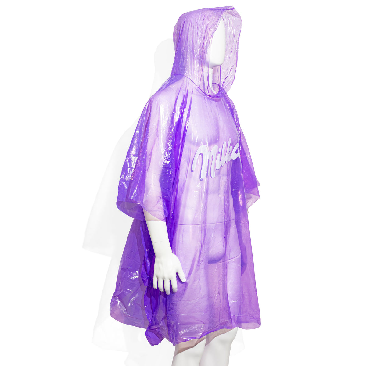 Milka Schokolade Lila Regencape Regen Poncho mit Kapuze – Ansicht 2