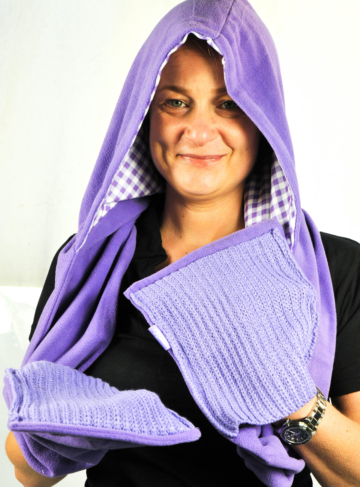 Milka Schokolade Mütze Schal Handschuhe Schal mit Tasche Drei-in-Eins – Ansicht 3