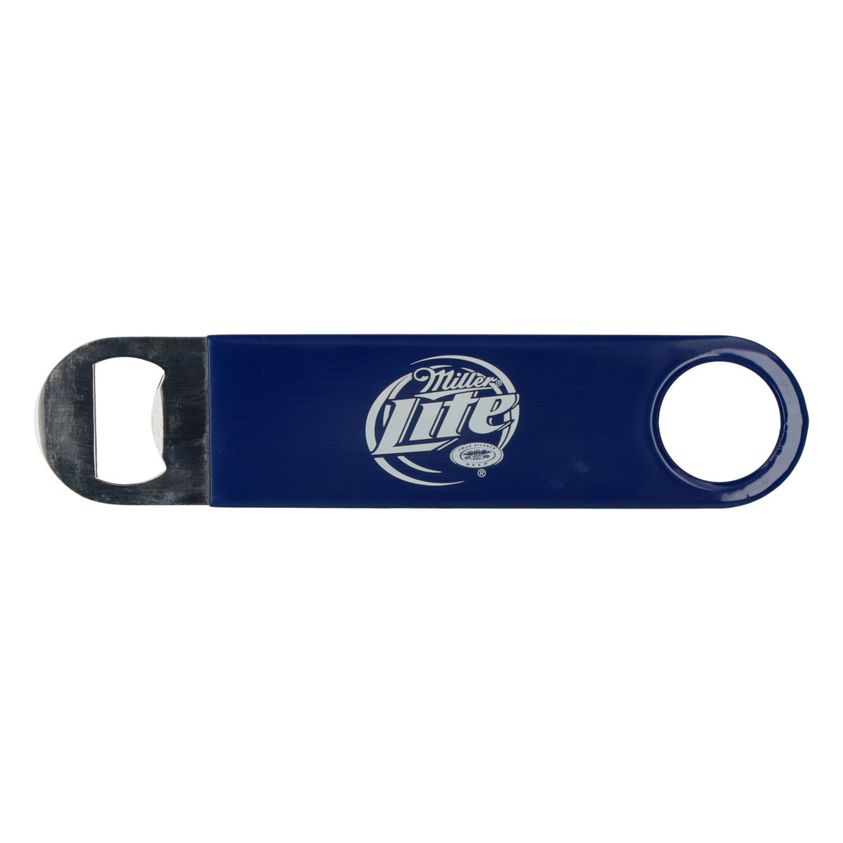 Miller Bier Flaschenöffner Kapselheber Edelstahl gummierter Griff blau – Ansicht 2