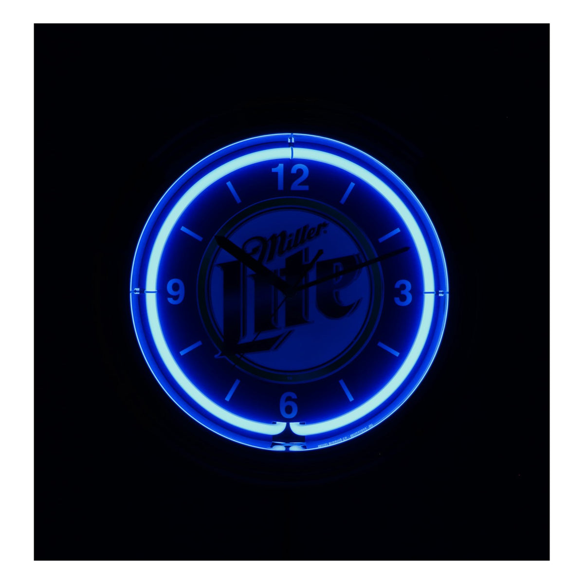 Miller Bier Wanduhr beleuchtet Neon Licht blau 37,5cm Home Bar Retro – Ansicht 4