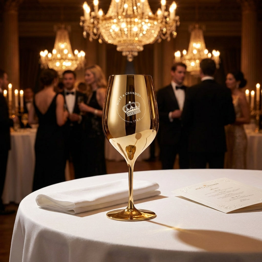 Moet Chandon Champagner Glas 0,6l Weinglas Echtglas Gold neues Logo – Ansicht 4