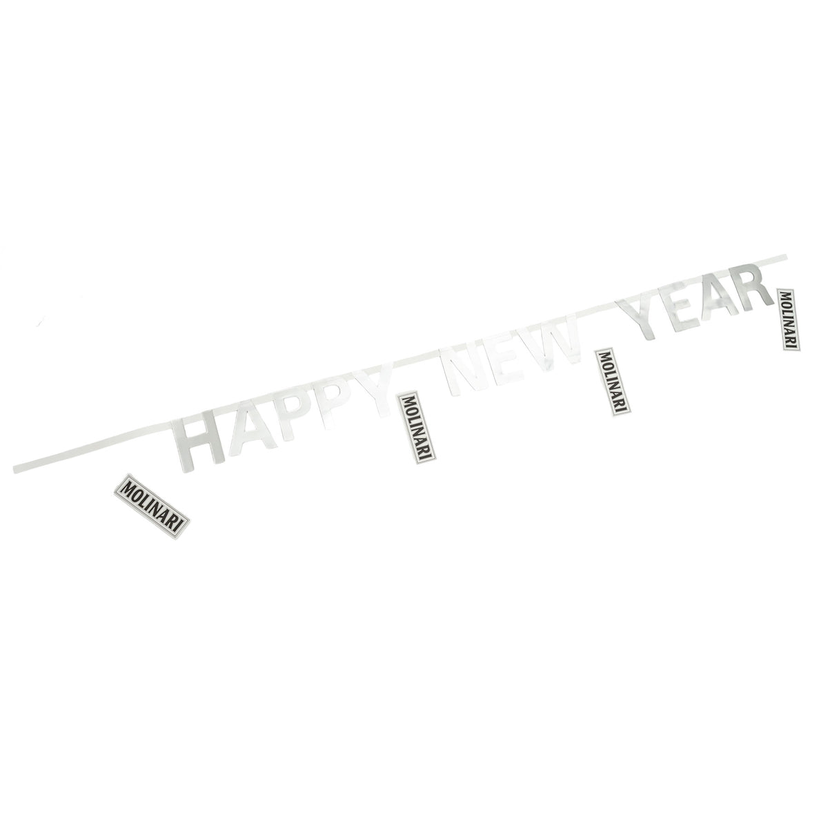 Molinari Sambuca Wimpel Girlande Partyschmuck "Happy New Year" Silber