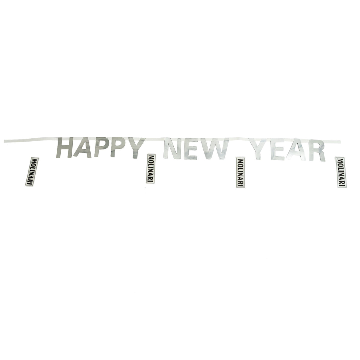 Molinari Sambuca Wimpel Girlande Partyschmuck "Happy New Year" Silber – Ansicht 2