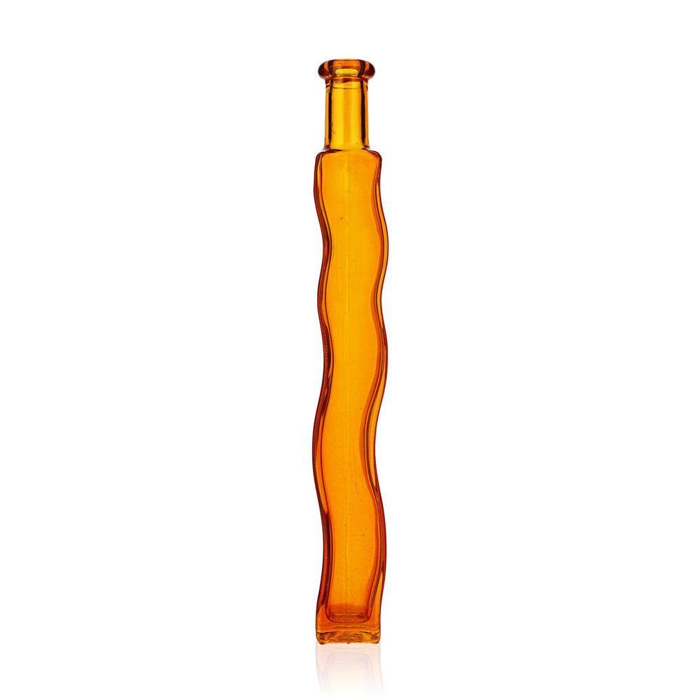 No Name Sonstiges Glas 0,2l Orangenes Glas Wellig Vase Dekoflasche