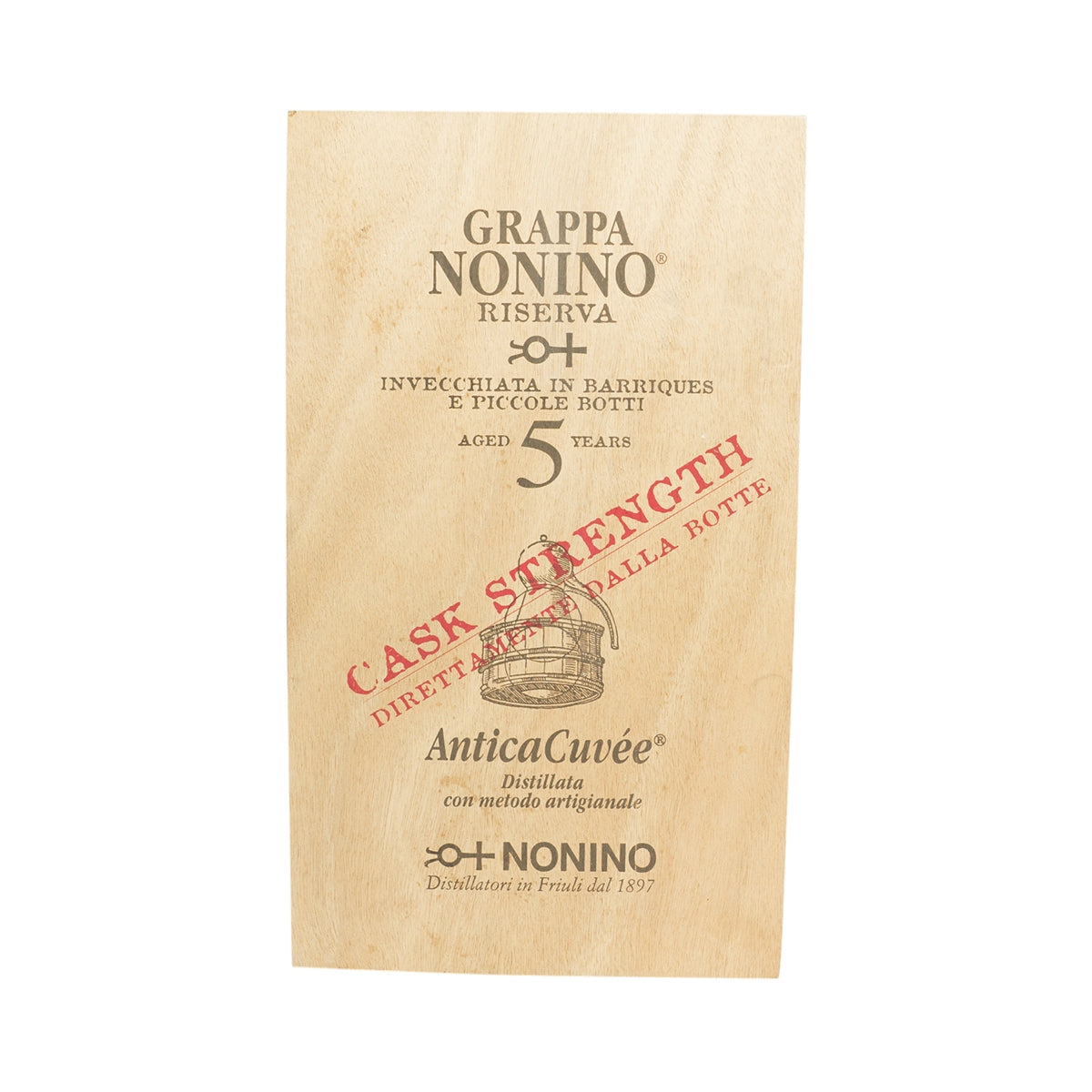 Nonino Grappa Riserva Holzkiste natur 40x23x24cm Deko Box Kasten Display Show