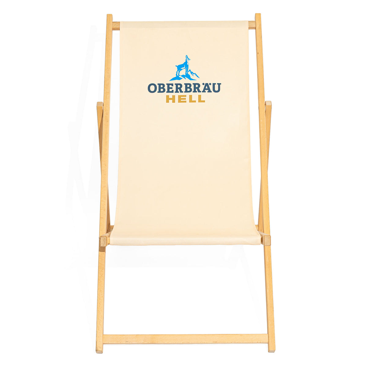 Oberbräu Hell Bier Liegestuhl beige Holz – Ansicht 2