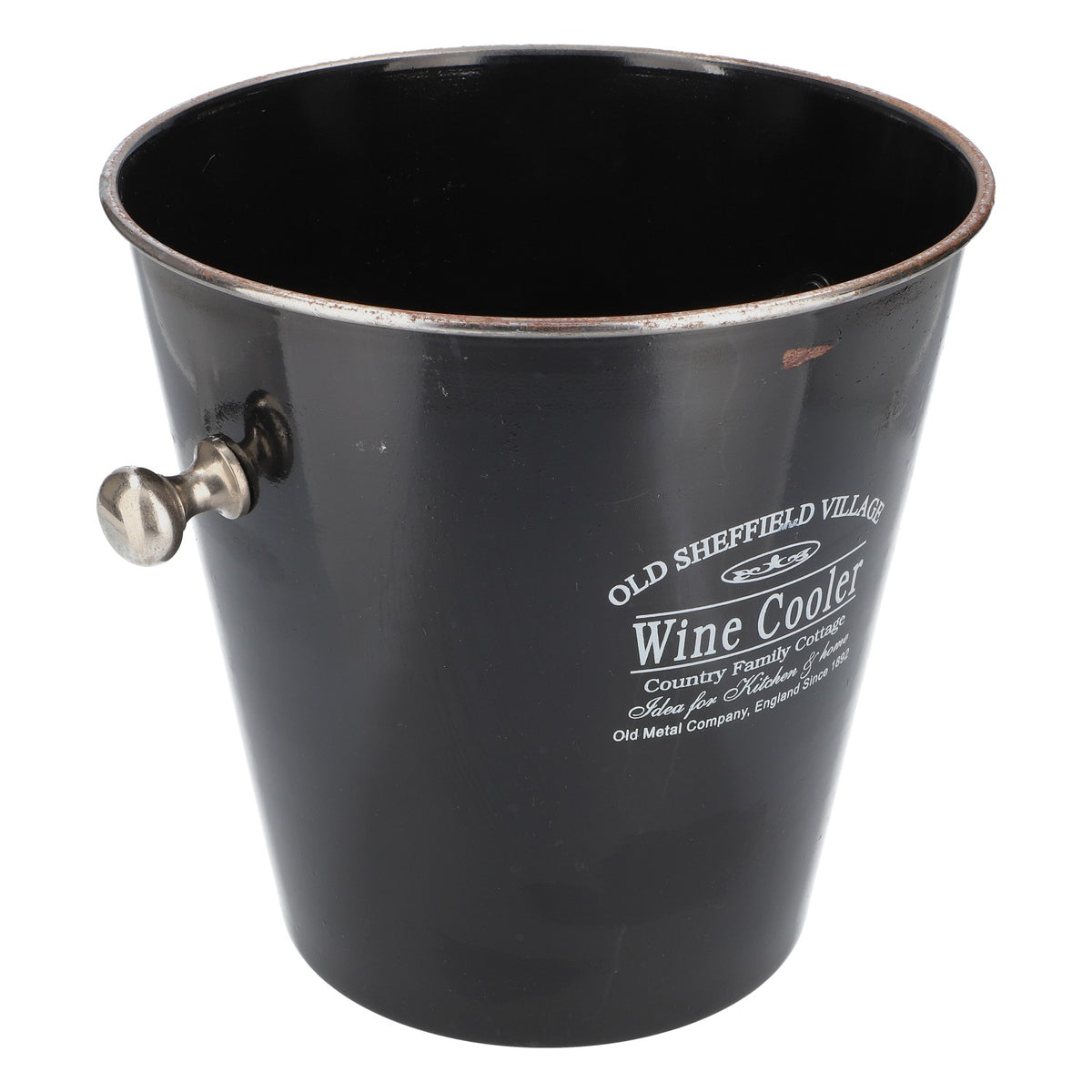 Old Sheffield Vintage Flaschenkühler Weinkühler Eiseimer Schwarz mit Henkel – Ansicht 2