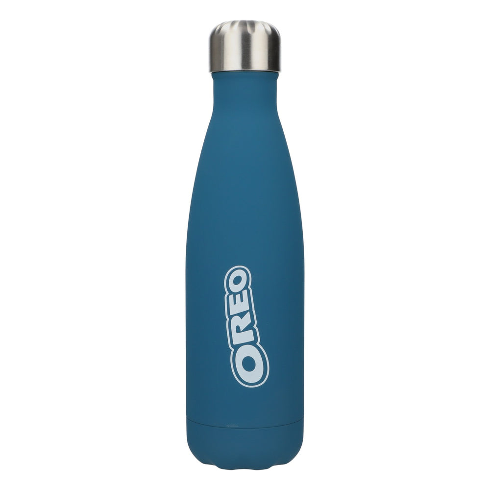 Oreo Süßigkeiten Trinkflasche 0,5l Isolierflasche Blau gummiert Edelstahl