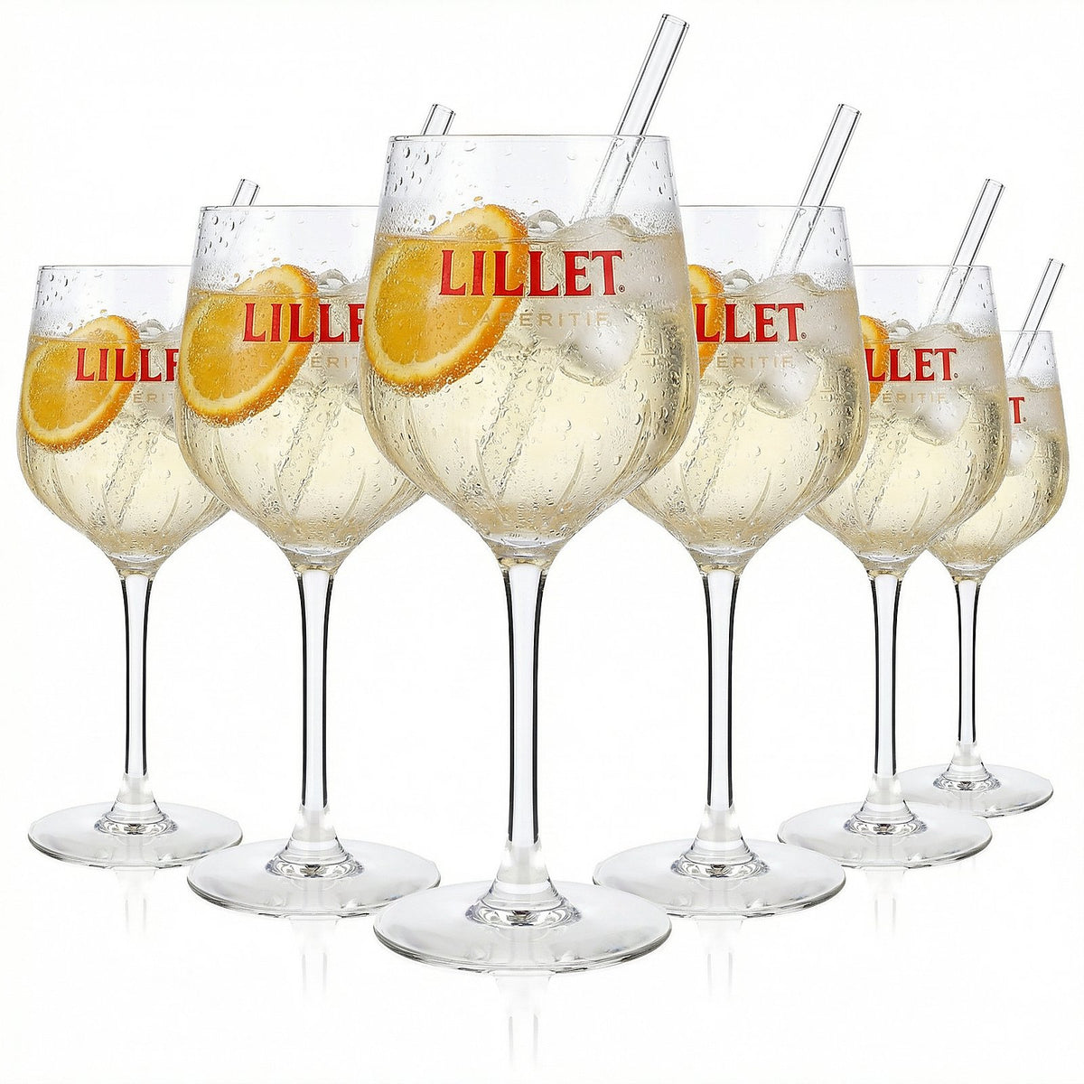 Original Lillet Signature Gläser 6er Set 0,45l Aperitif Weinglas mit Eichstrich