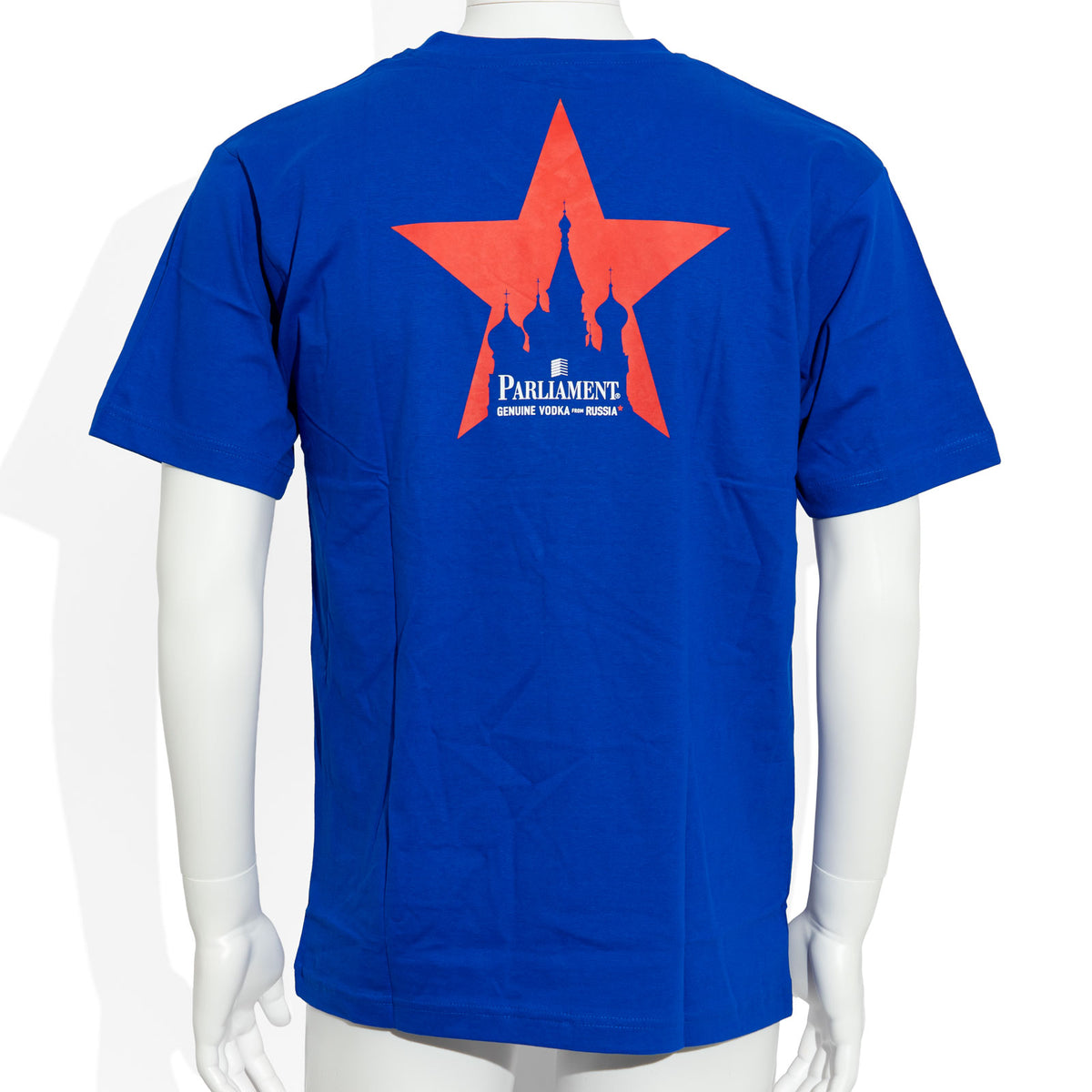 Parlament Vodka Glas Gr, M blau V-Ausschnitt Baumwolle T-Shirt – Ansicht 3