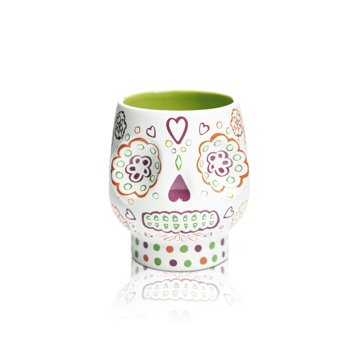 Patron Tequila Glas 0,3l Totenkopf Becher Keramik Dia de los Muertos grün Bar – Ansicht 2