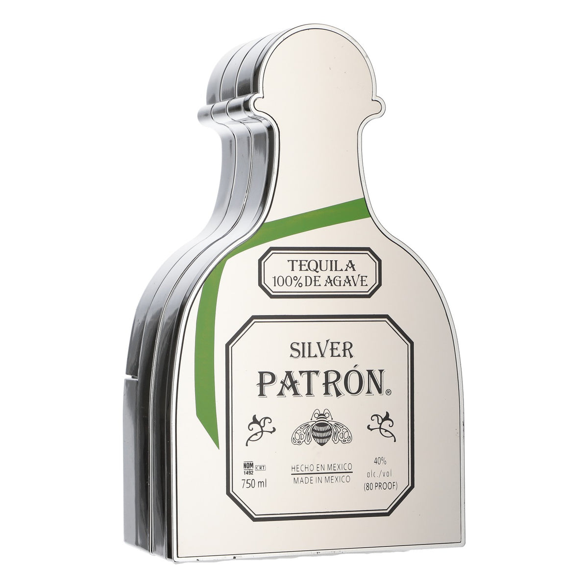 Patron Tequila Serviertablett Flaschenform 3 ausziehbare Tabletts silber