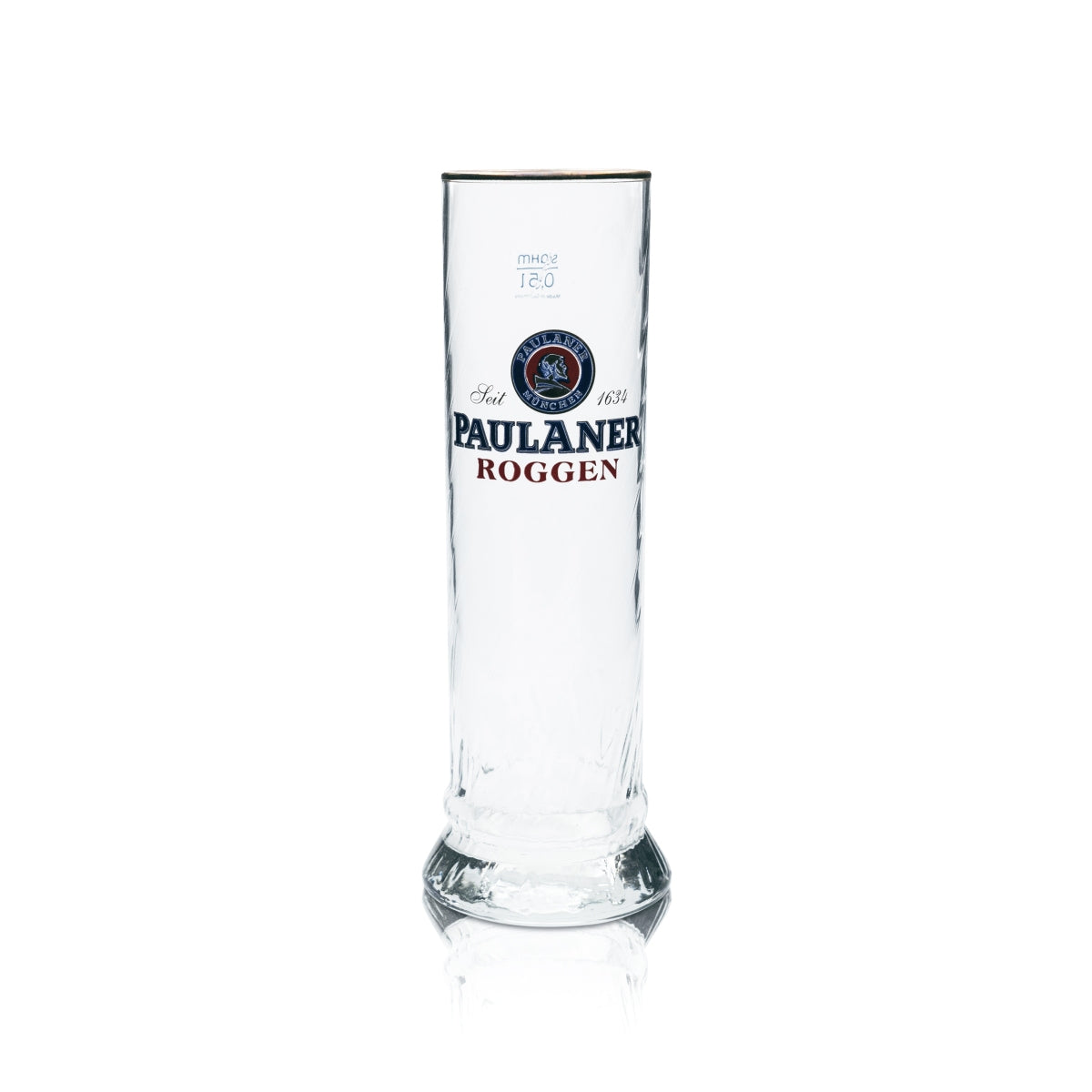 Paulaner Bier Glas 0,5l Kontur Stange Pokal Goldrand Gläser "Roggen" Brauerei