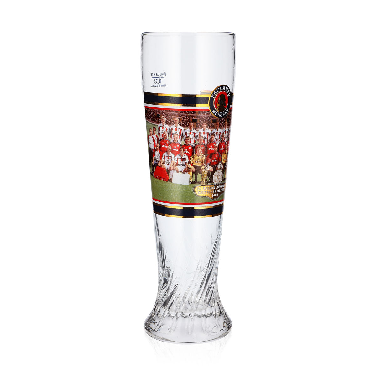 Paulaner Bier Glas Pokal 0,5l FC Bayern München Deutscher Meister 2000 Relief – Ansicht 2