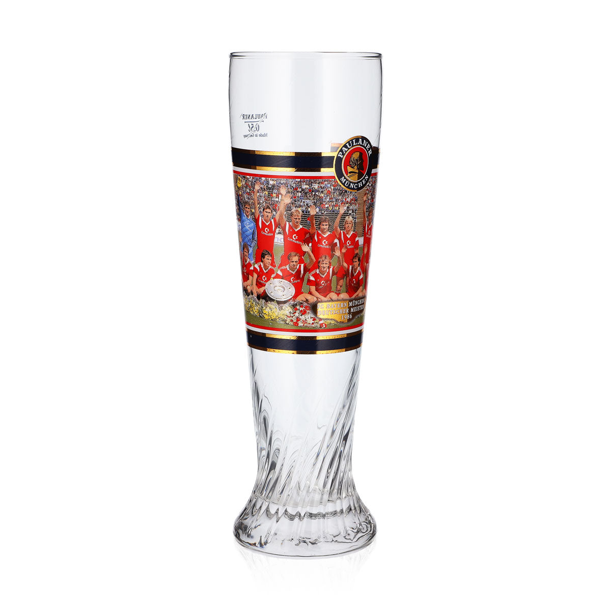 Paulaner Bier Glas Pokal 0,5l FC Bayern München Deutscher Meister 1986 Relief – Ansicht 2