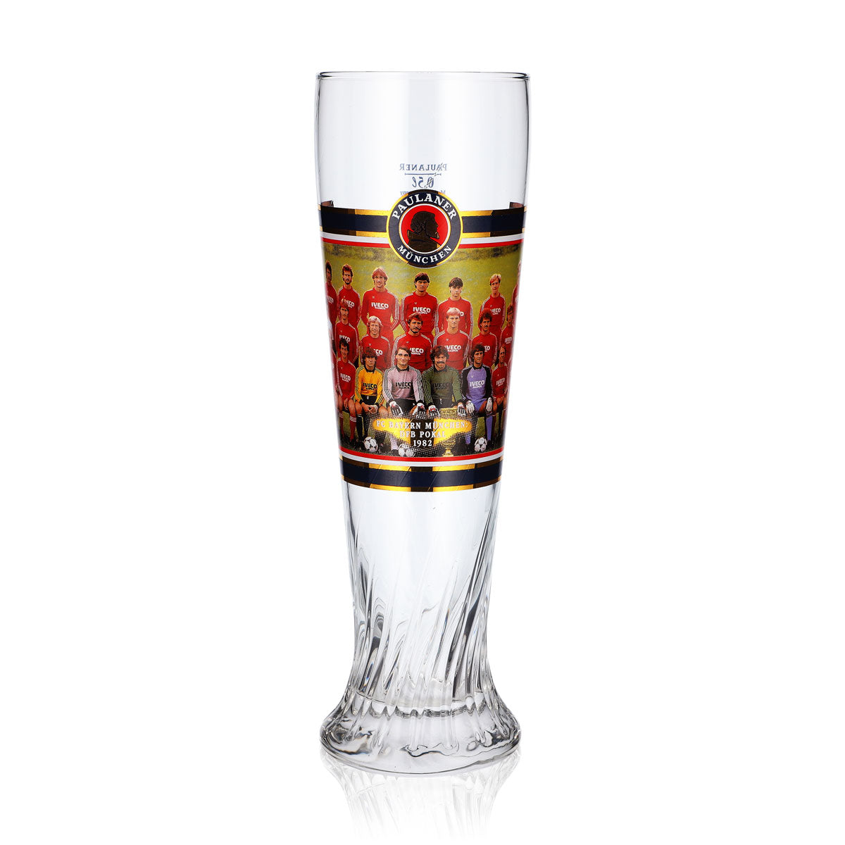 Paulaner Bier Glas Pokal 0,5l FC Bayern München Deutscher Meister 1982 Relief