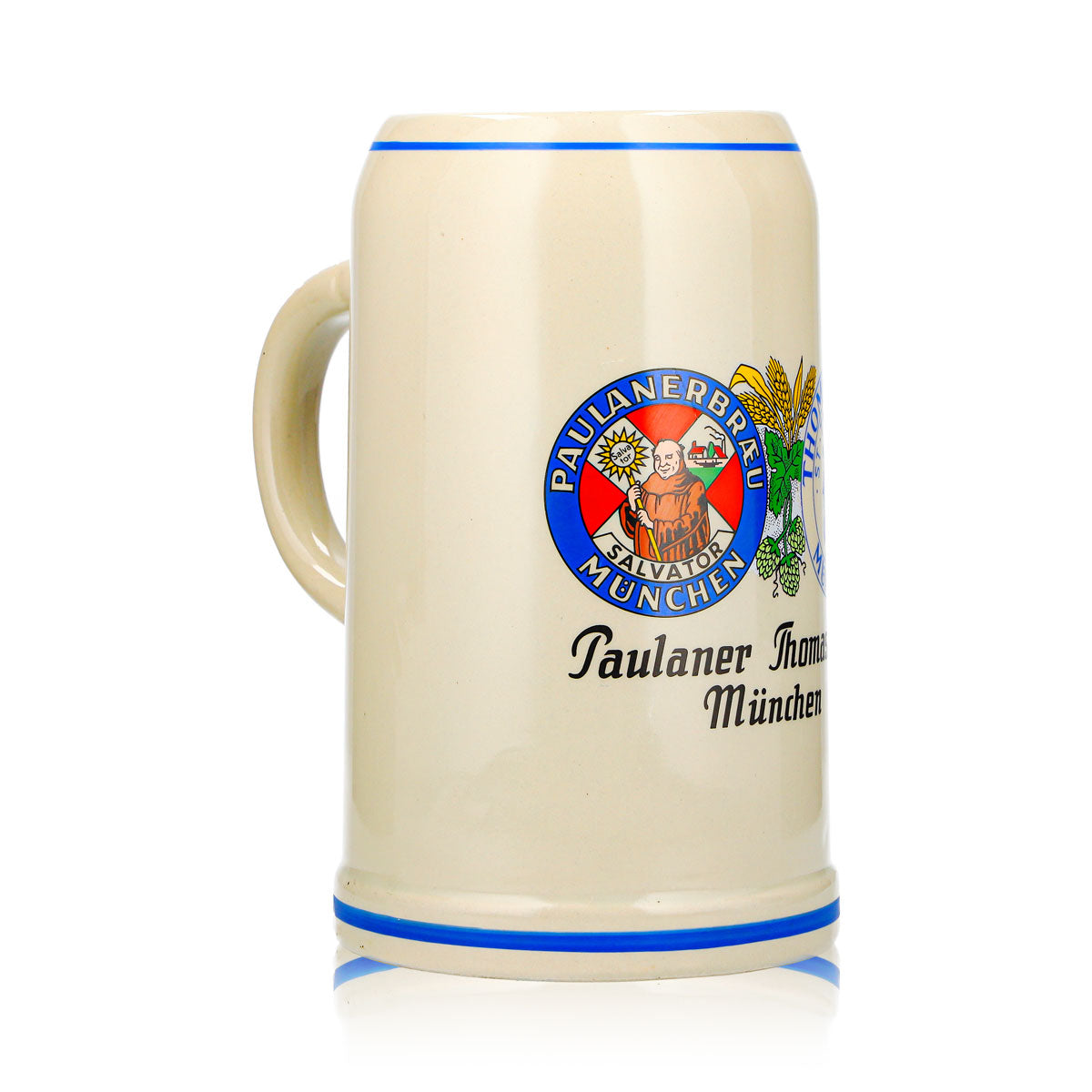Paulaner Bier Glas Tonkrug 1l Bierseidel Thomasbräu München Rastal Steingut – Ansicht 3