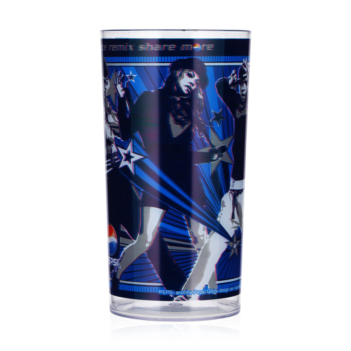Pepsi Softdrink Glas 0,33l Mehrweg The Black Eyed Peas Motiv 3 blau Kunststoff – Ansicht 2