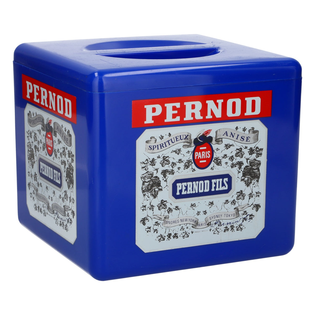 Pernod Retro Flaschenkühler Eisbox blau mit Deckel Barzubehör Markenartikel