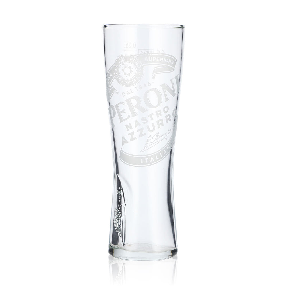 Peroni Bier Glas 0,25l Pokalglas "Nastro Azzuro" Signature Relief unten