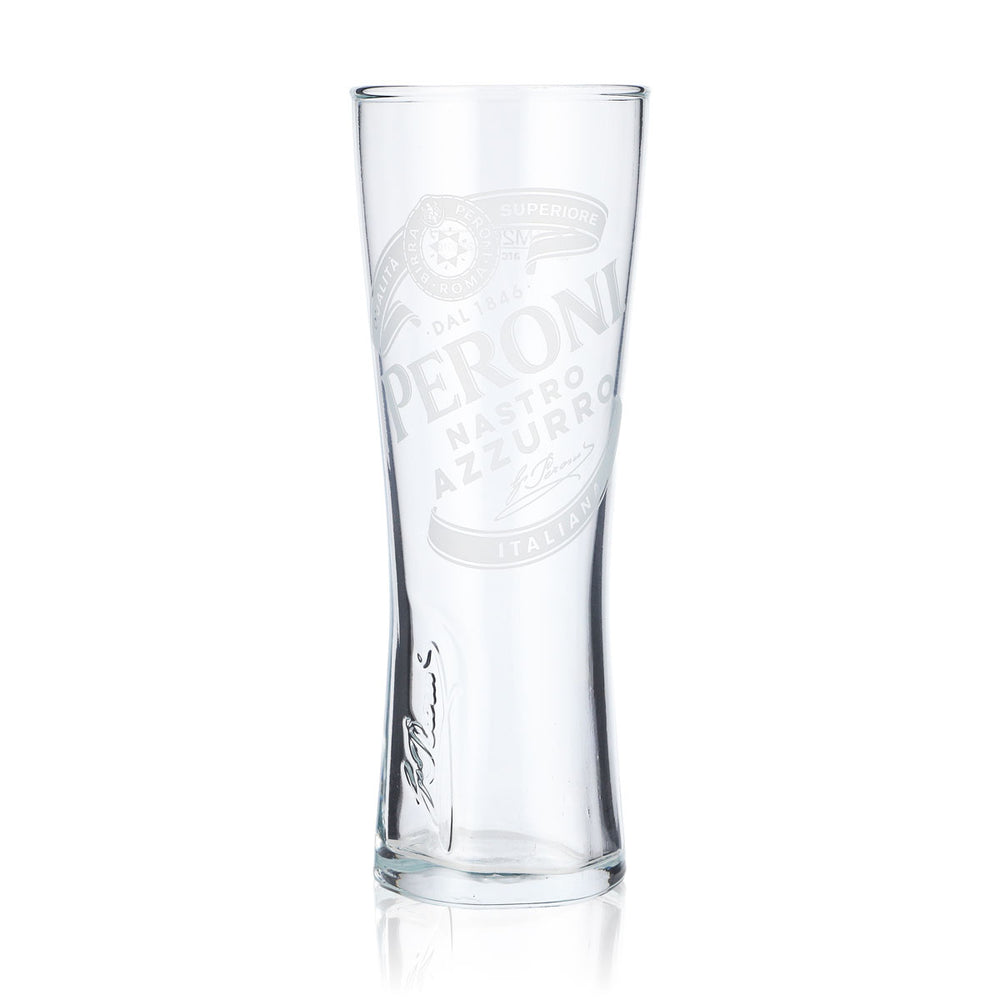 Peroni Bier Glas 0,2l Pokalglas "Nastro Azzuro" Signature Relief unten