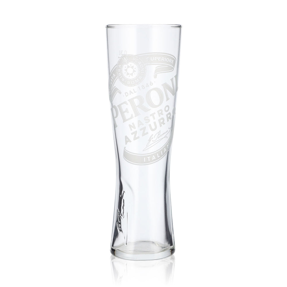 Peroni Bier Glas 0,3l Pokalglas "Nastro Azzuro" Signature Relief unten