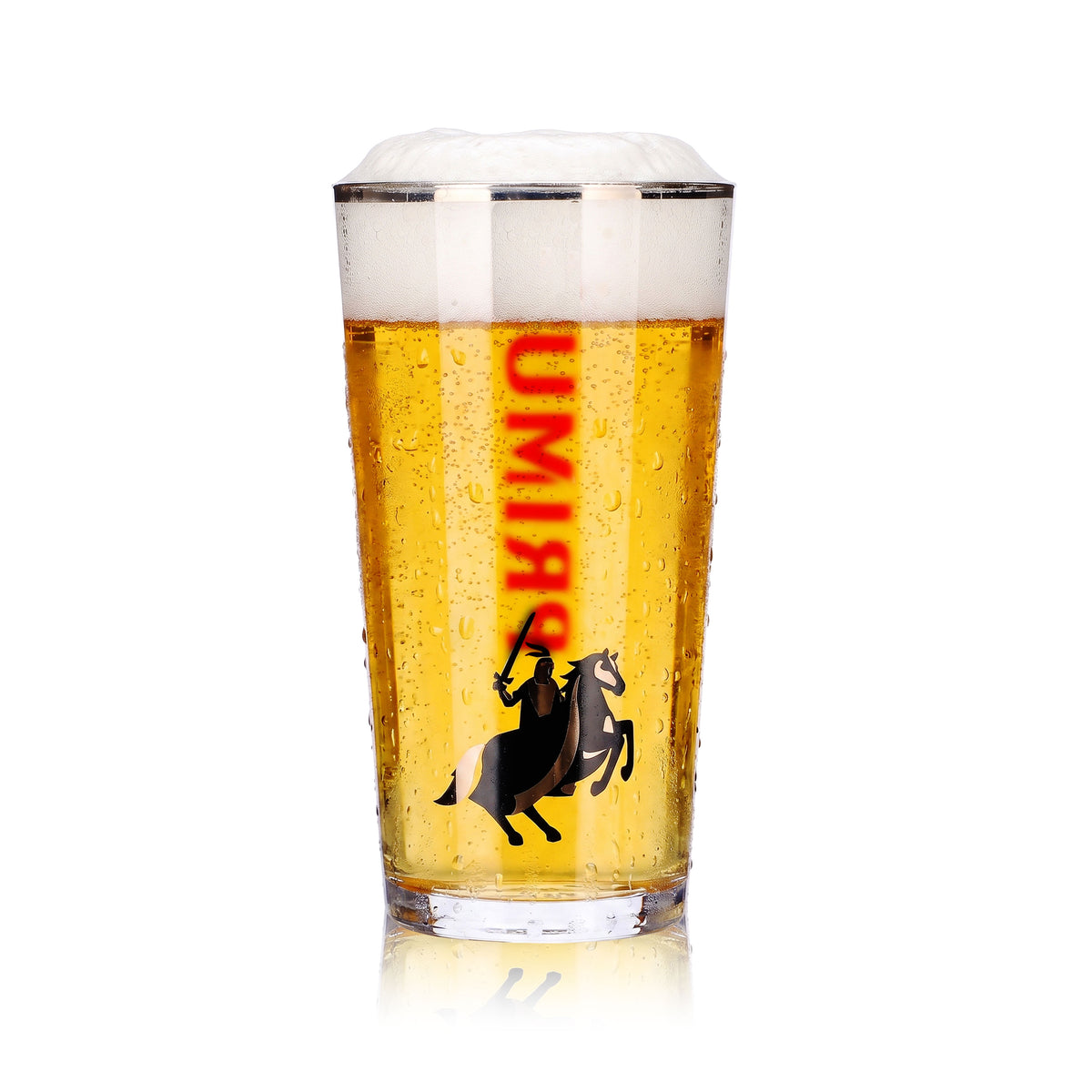 Primus Bier Glas 0,25l Becher Platinrand Reiter Logo Rastal