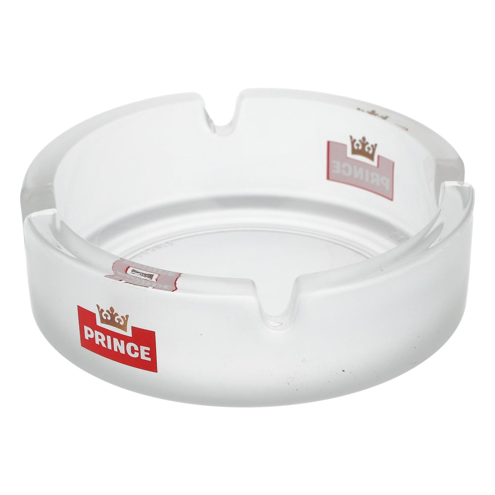 Prince Denmark Glas Aschenbecher rund Ashtray satiniert transparent