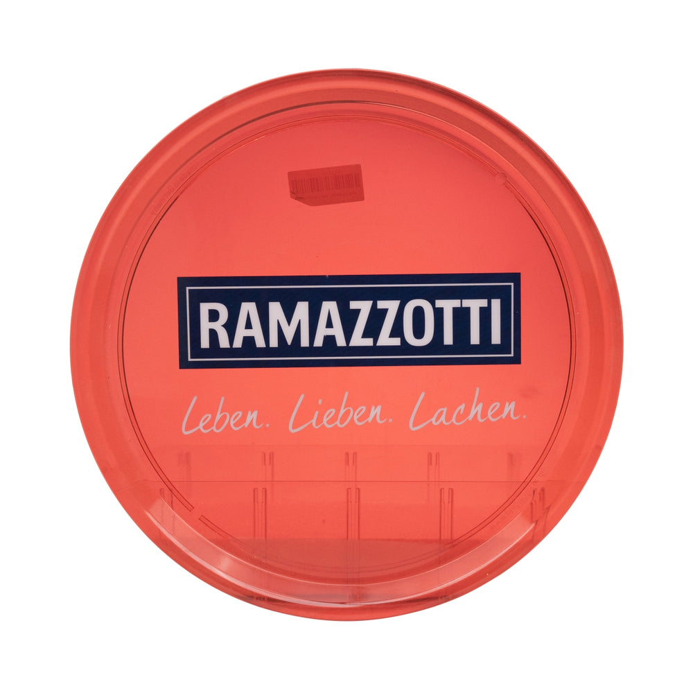 Ramazotti Likör Tablett Serviertablett Kellnertablett Rot Transparent Leben Lieben Lachen