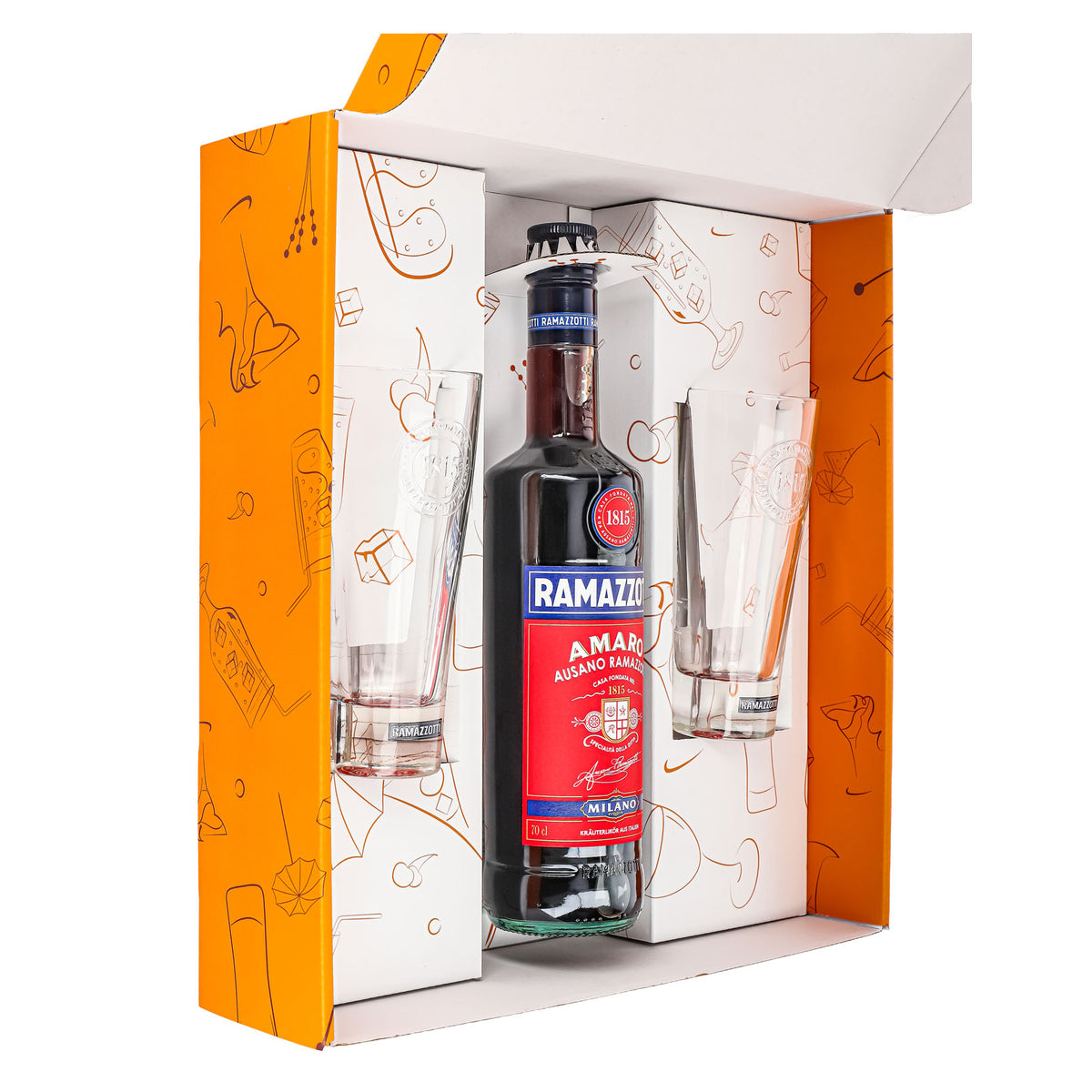 Ramazzotti Likör Geschenkset 0,7l 30% + Longdrinkglas 1815 I Orange – Ansicht 5
