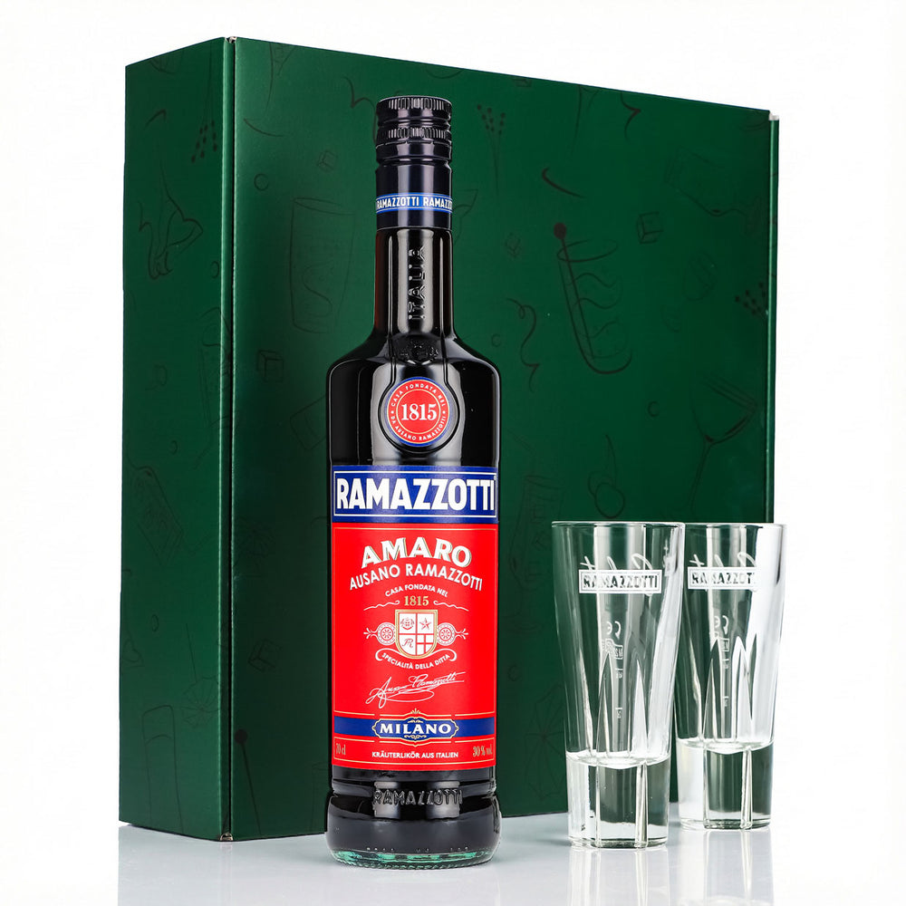 Ramazzotti Likör Geschenkset 0,7l 30% + Longdrinkglas Salute I Grün