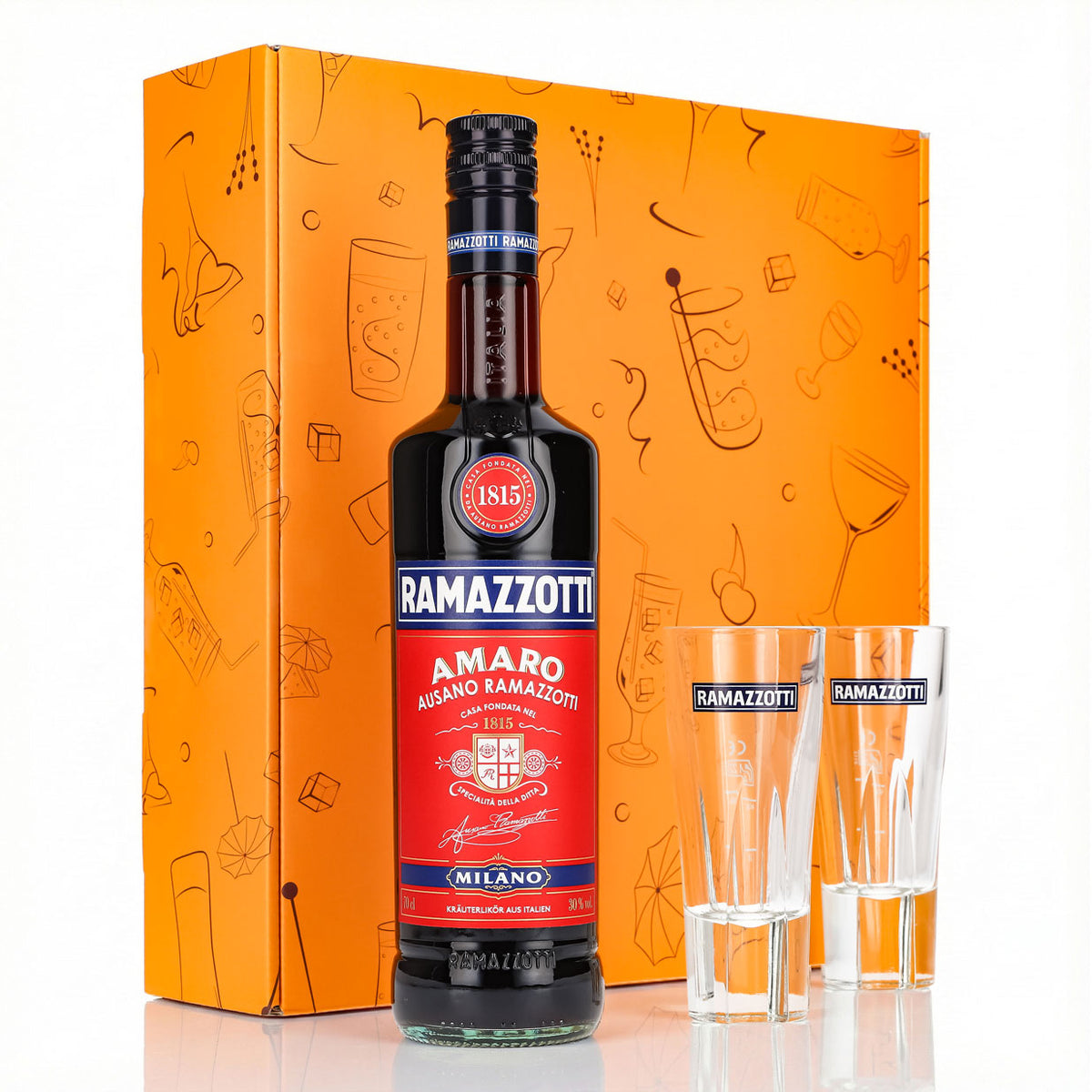 Ramazzotti Likör Geschenkset 0,7l 30% + Longdrinkglas Standard I Orange