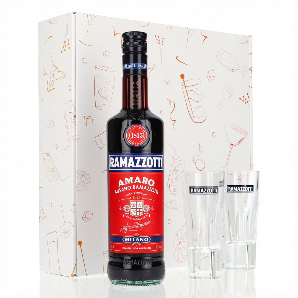 Ramazzotti Likör Geschenkset 0,7l 30% + Longdrinkglas Standard I Weiß