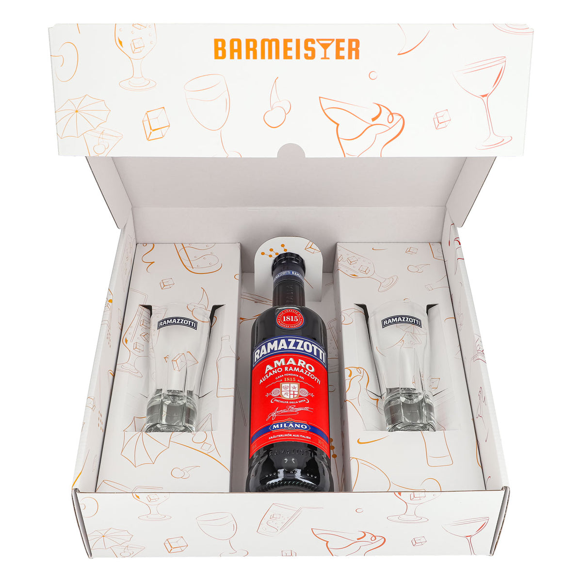 Ramazzotti Likör Geschenkset 0,7l 30% + Longdrinkglas Standard I Weiß – Ansicht 2