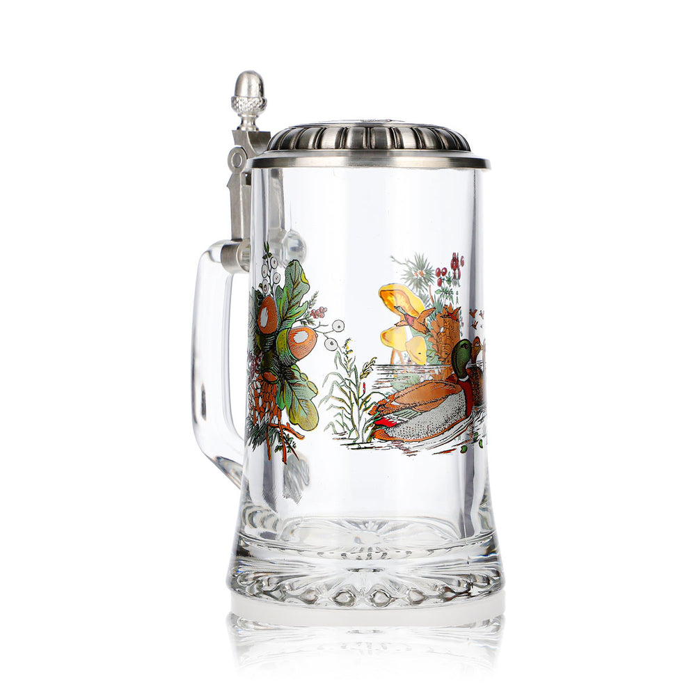 Rastal Bier Glas 0,5l Krug mit Zinndeckel Enten