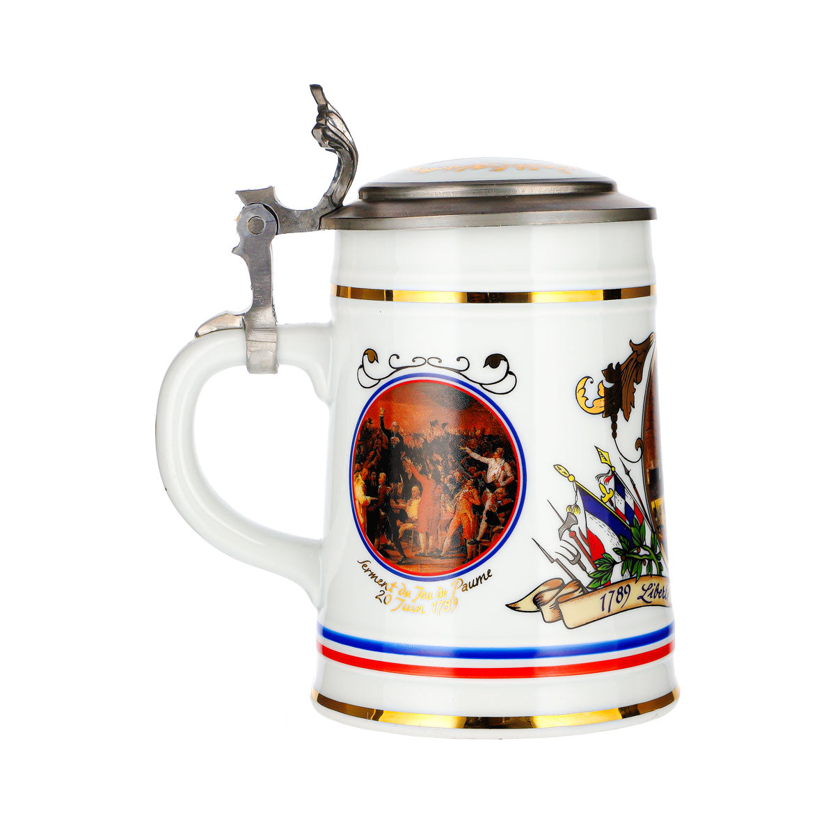 Rastal Bierkrug Französische Revolution Zinndeckel Glas Keramik – Ansicht 3