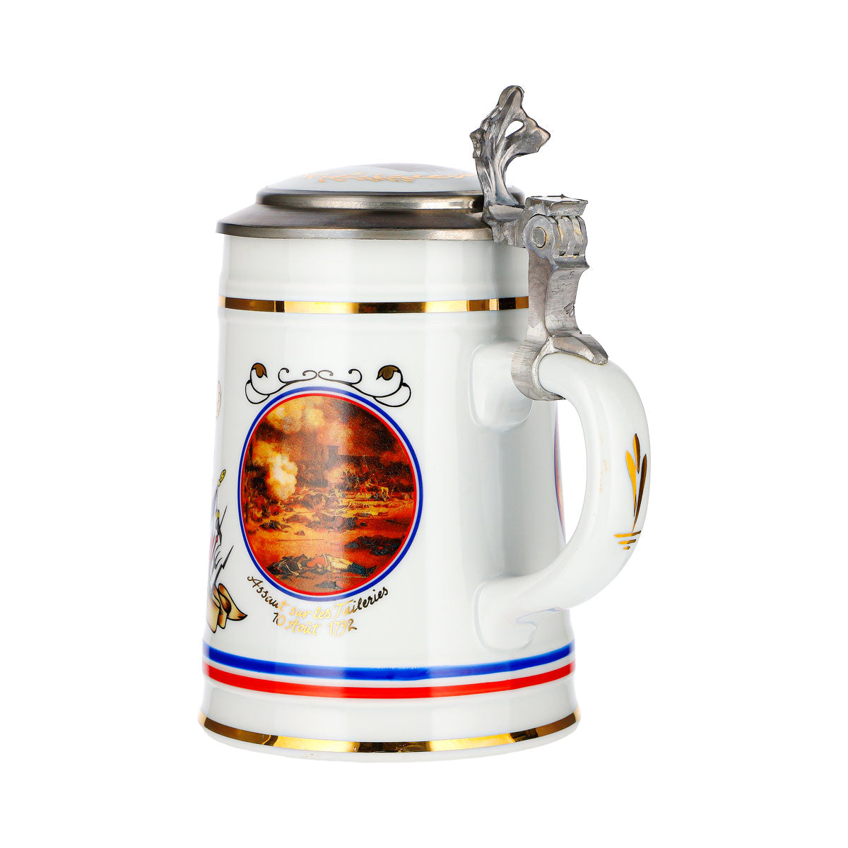 Rastal Bierkrug Französische Revolution Zinndeckel Glas Keramik – Ansicht 4