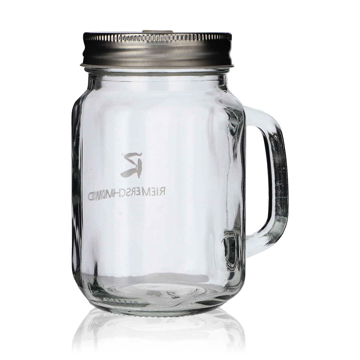 Riemerschmid Henkelkrug Glas 0,49l Mason Jar Deckel Strohhalm Longdrink Cocktail – Ansicht 4