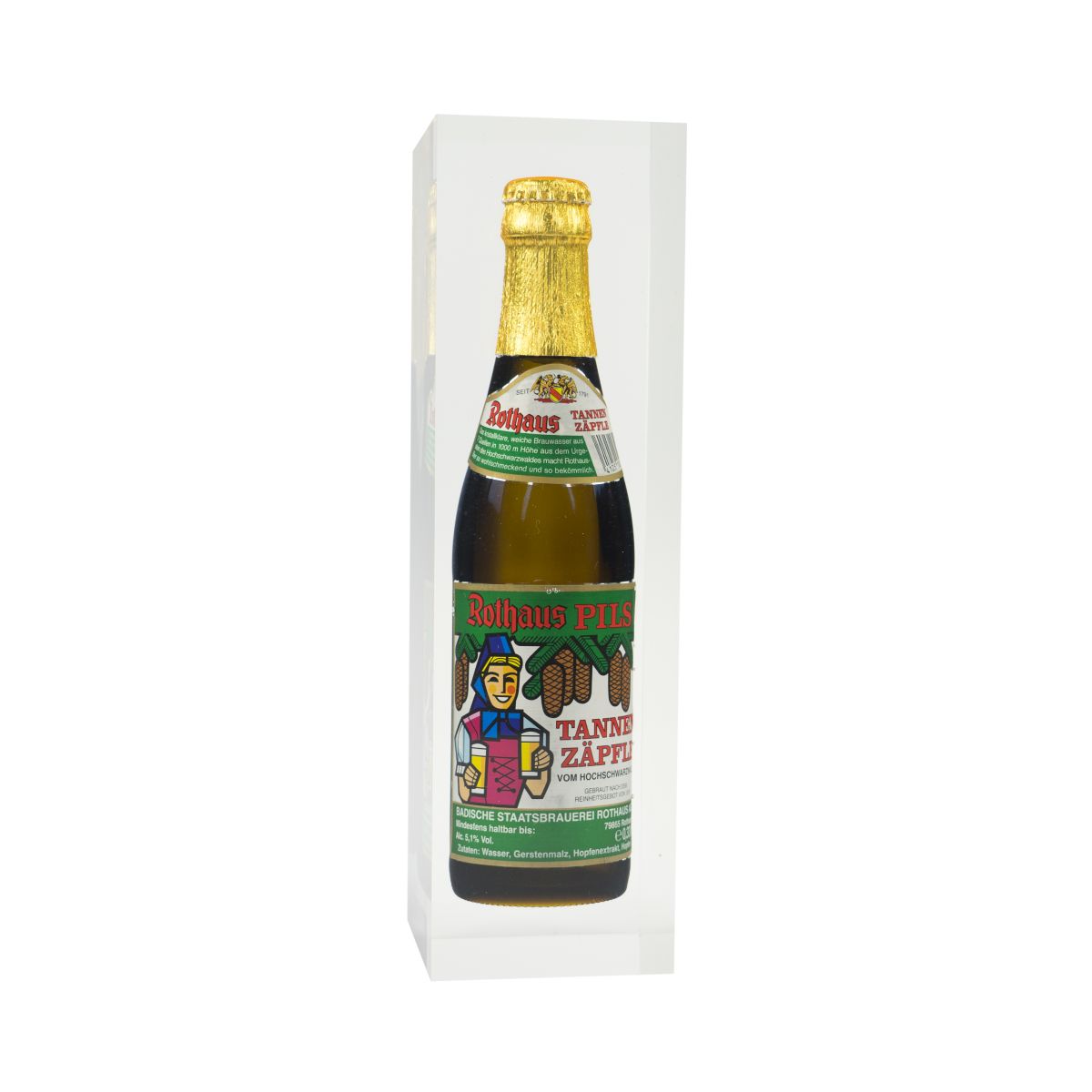 Rothaus Bierflasche Sammlerflasche in Epoxidharz gegossen Tannenzäpfle Geschenk