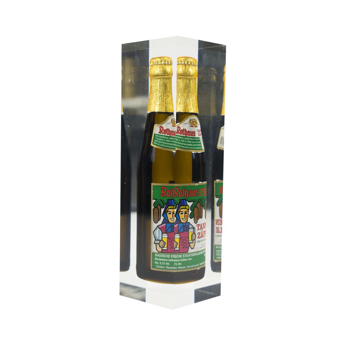 Rothaus Bierflasche Sammlerflasche in Epoxidharz gegossen Tannenzäpfle Geschenk – Ansicht 2
